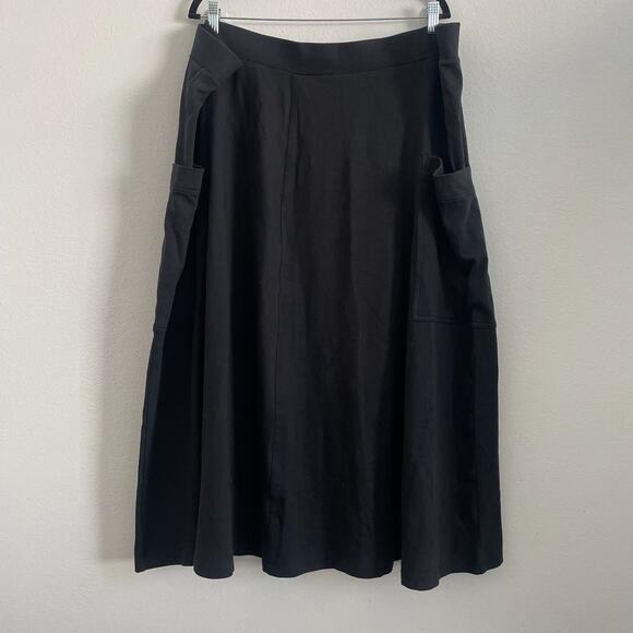 Coldwater Creek Skirt Women 3X Black Midi Lagenlook Stretch Pockets Office Knit - Picture 1 of 6